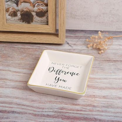 JoycuFF Thank You Gift for Women, Coworker Friends Teacher Retirement Gifts for Coworker Women Inspirational Ceramic Trinket Tray Gift for Colleague Leaving Job