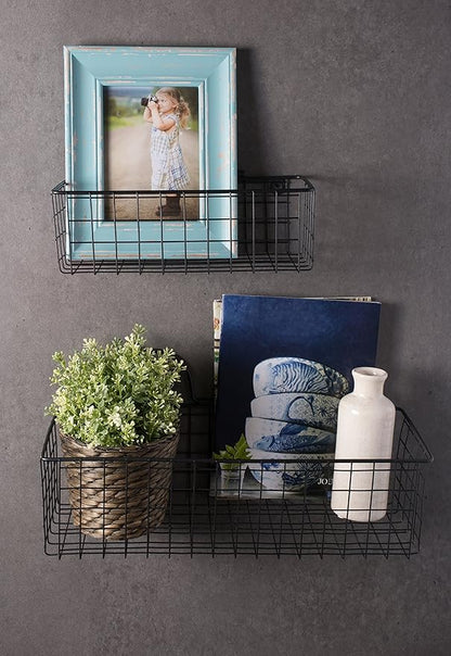 DII Farmhouse Vintage Décor, Wire Wall Basket, Medium, Bronze, 2 Piece