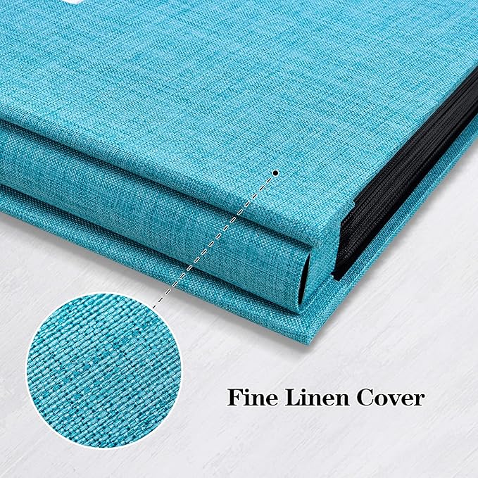 Mublalbum Small Photo Album 4x6 200 Photos Linen Cover Picture Book with Horizontal Pockets for Wedding Family Anniversary and Baby (Blue)