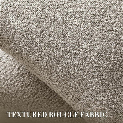 Throw Pillow Covers 18 x 18 Inch Set of 2, Accent Soft Boucle Textured Pillow Cover, Decorative Solid Color Cozy Cushion Pillow Case for Couch Bedroom Sofa Living Room Home Decor, Oatmeal