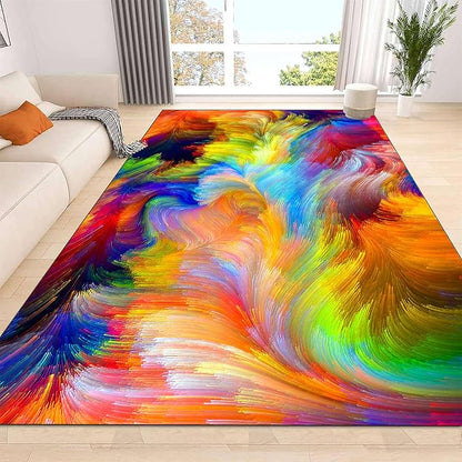 Modern Abstract Area Rugs Washable Bedroom Rugs Soft Non-Slip Stain Resistant Rugs Colorful Line Prints Non-Shedding Used for Living Room Dining Room Kitchen Bathroom Office 3x4ft