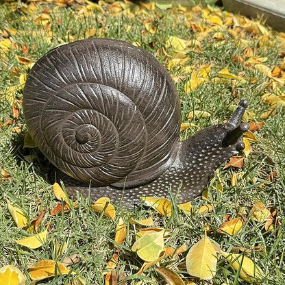 Cast Iron Snail Sculpture (8.1" Tall) - Rust Brown Unique Garden and Indoor/Outdoor Decorative Ornament Statue HC8431
