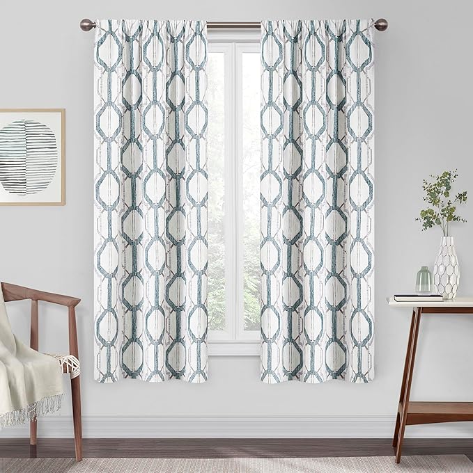 Eclipse Kendall Modern Blackout Thermal Rod Pocket Window Curtain, Insulating & Noise Reducing Curtains for Bedroom or Living Room (1 Panel), 63 in Long x 42 in Wide, Blue