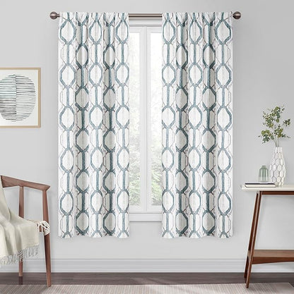 Eclipse Kendall Modern Blackout Thermal Rod Pocket Window Curtain, Insulating & Noise Reducing Curtains for Bedroom or Living Room (1 Panel), 63 in Long x 42 in Wide, Blue