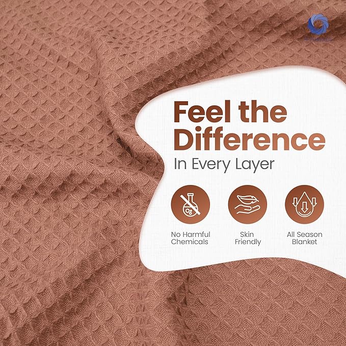 100% Long Staple Cotton Waffle Multipurpose Blanket | Soft & Breathable, Lightweight All-Season Throw for Bed/Couch/Sofa | Machine Washable |n (Waffle-Coffee, King (U.S. Standard))