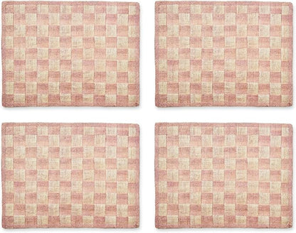 MACKENZIE-CHILDS Set of 4 Sinamay Placemats, Durable Woven Table Mats, Pink
