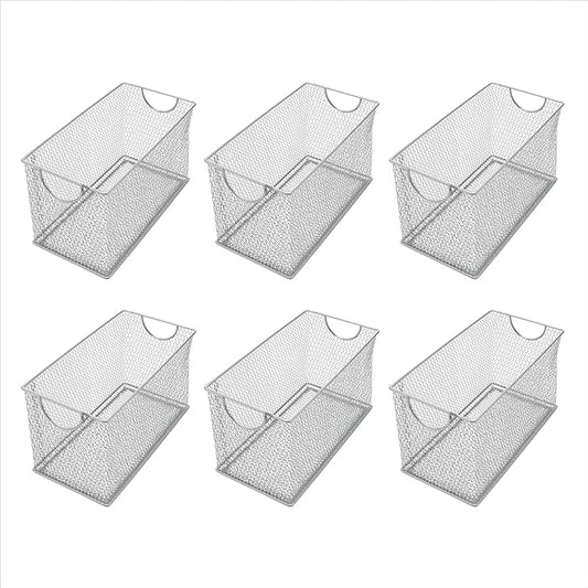 YBM HOME Mesh Storage Box, Silver Mesh Great for School Home or Office Supplies, Books, Computer Discs and More (6, 10.75 x 5.5 x 6.5)
