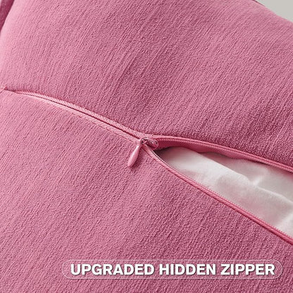 FUTEI Hot Pink Chenille Throw Pillow Covers 20x20 Inch Set of 2,Edges Double-Stitched Cushion Cases,Modern Home Decor for Couch Living Room