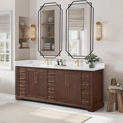 55"x28" Black Large Decorative Bathroom Wall Mirror for Wall with Metal Frame, Modern Octagonal Horizontal Mirror for Living Room, Bedroom, Entryway