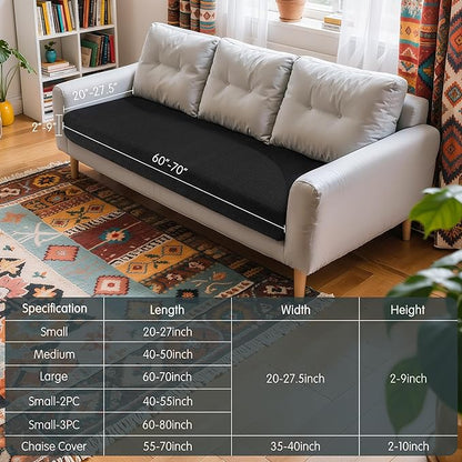 Hokway Couch Cushion Covers Stretch Cushion Covers Sofa Seat Cushion Slipcover Cushion Protector(Black, Large)