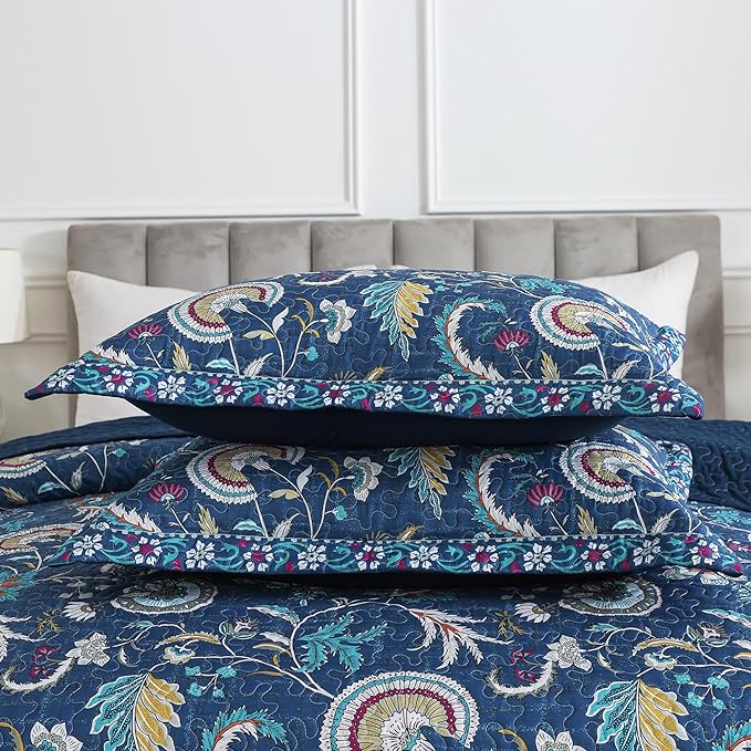 HoneiLife Queen Quilt Bedding Sets - Floral Quilt Bedding Sets 3-Piece 90x96, Microfiber Reversible Bedspreads Patchwork Coverlet Rustic Bedding Set All Season Quilts