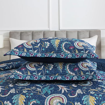 HoneiLife Queen Quilt Bedding Sets - Floral Quilt Bedding Sets 3-Piece 90x96, Microfiber Reversible Bedspreads Patchwork Coverlet Rustic Bedding Set All Season Quilts