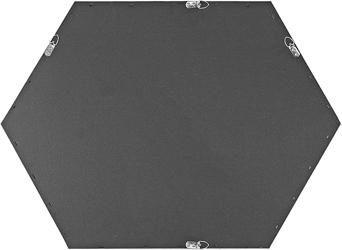 Kate and Laurel Rhodes Modern Hexagon Wall Mirror, 22 x 31, Natural Teak, Chic Geometric Mirror for Wall