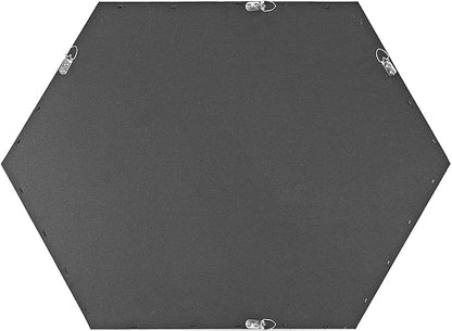 Kate and Laurel Rhodes Modern Hexagon Wall Mirror, 22 x 31, Natural Teak, Chic Geometric Mirror for Wall