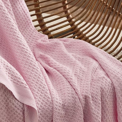 Bedsure Gentlesoft 100% Cotton Blanket King Size for Bed - Breathable and Soft, Thick Cozy Waffle Weave Christmas Blanket Gift for Women, Pink, 104x90 inches