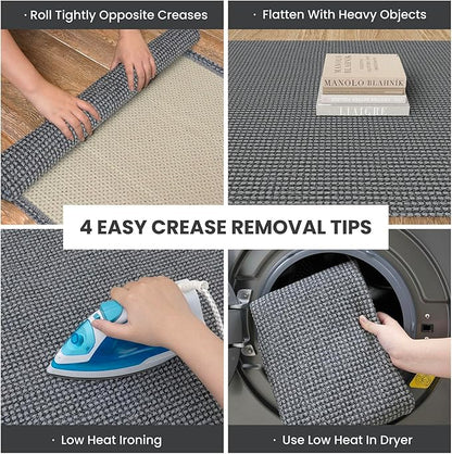IOHOUZE Washable Exrea Long Hallway Runner Rug 3x16 Non Slip Rubber Backed Kitchen Runner Entryway Runner Indoor, Woven Rugs Floor Carpet for Kitchen Hall Entryway Stair, Dark Grey