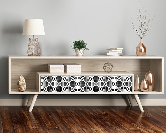 FLFK Wallpaper Border - Black and White Peel and Stick Wall Borders Decal Trim Geometric Pattern 8" x 240"