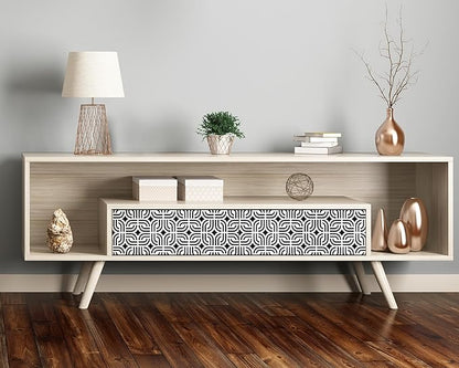 FLFK Wallpaper Border - Black and White Peel and Stick Wall Borders Decal Trim Geometric Pattern 7" x 240"