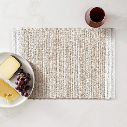 Hausattire Woven Table Placemats Set of 4 - Natural, Jute Boho Outdoor Table Mats for Kitchen Dining Coffee Table | Easy Clean Thanksgiving Farmhouse Placemat for Wedding, Restaurants - 13x19 Inches