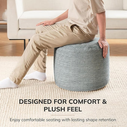 Anji Mountain 100% Handmade & Handcrafted Comfortable Home Décor Pouf Ottoman Footrest for Living Room, Bedroom, Nursery, Kidsroom, Patio Furniture - (22" x 22" x 17" - Gray Maze)
