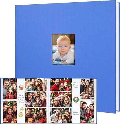 Photo Album 4x6 600 Photos with Writing Space,4 x 6 Photo Book Linen Cover with Front Window, 4x6 Picture Album, 600 Photos Photo Album Book for Wedding Kids Travel Family Baby Pictures (Blue)