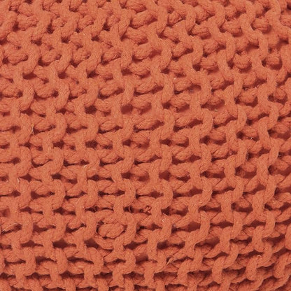 REDEARTH · Round Pouf Ottoman - Hand Knitted Cable Boho Poof - Pouffe Circular Footrest for Living Room - Bedroom - Patio - 100% Cotton (19.5"x19.5"x14") - Burnt Orange, Set of 2