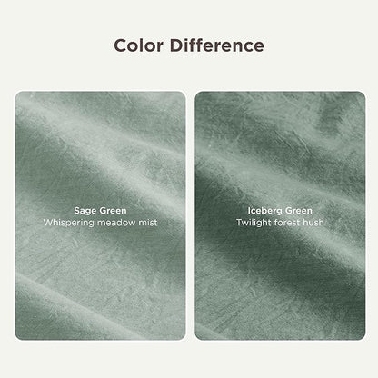 Bedsure 100% Washed Cotton Duvet Cover Queen Size - Iceberg Green Minimalist Cotton Duvet Cover Linen Like for All Seasons - GentleSoft™ Plain Simple Bedding (Iceberg Green, Queen, 90"x90")