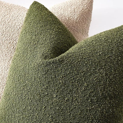 Boucle Decorative Throw Pillow Covers for Couch Set of 2, 26x26 inches, Olive