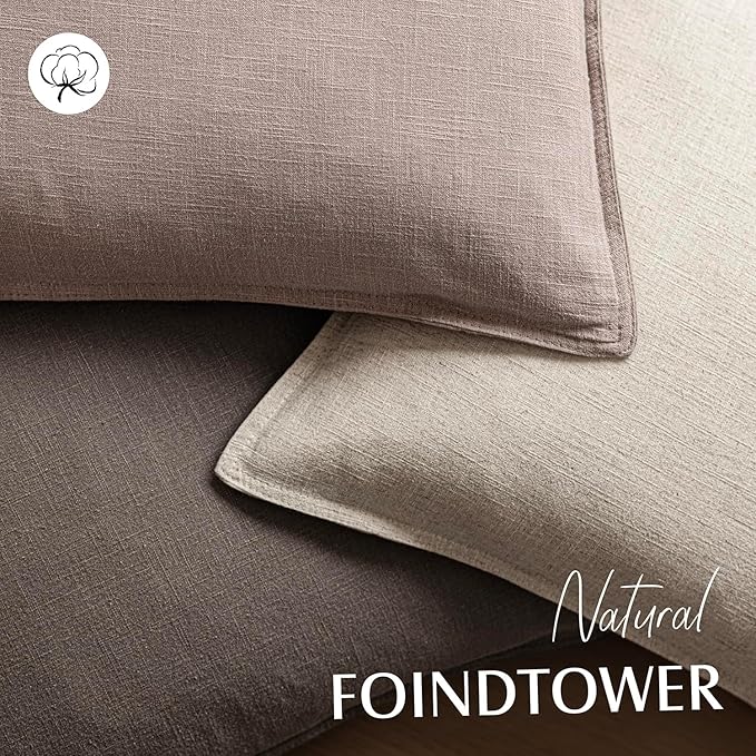 Foindtower Set of 2, Decorative Linen Soild Throw Pillow Covers Soft Accent Euro Cushion Case Boho Farmhouse Pillowcase for Chair Couch Sofa Bedroom Living Room Home Decor 26 x 26 Inch Dusty Pink