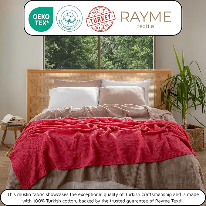Muslin Blanket - Pure 100% Turkish Cotton Airy Soft Light Versatile Gauze Throw Blanket for Bed, Couch, Sofa (Taupe, Twin XL Size (71" x 95" inch))