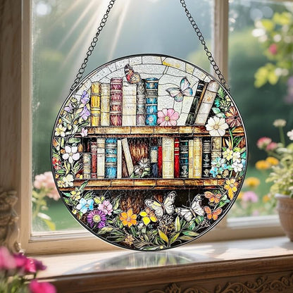 8'' Stained Glass Suncatcher Ornament, Stained Glass Window Hanging, Sun Catchers for Windows Hanging Ornaments, Window Decor | Book Club Gift, Fantasy Book Lover Gift, Reader Gifts