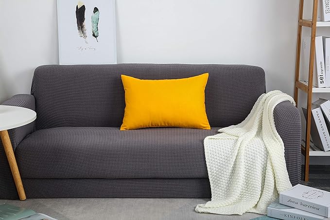 TangDepot Handmade Decorative Solid 100% Cotton Canvas Throw Pillow Covers/Pillow Shams, (12"x18", Gold Yellow)