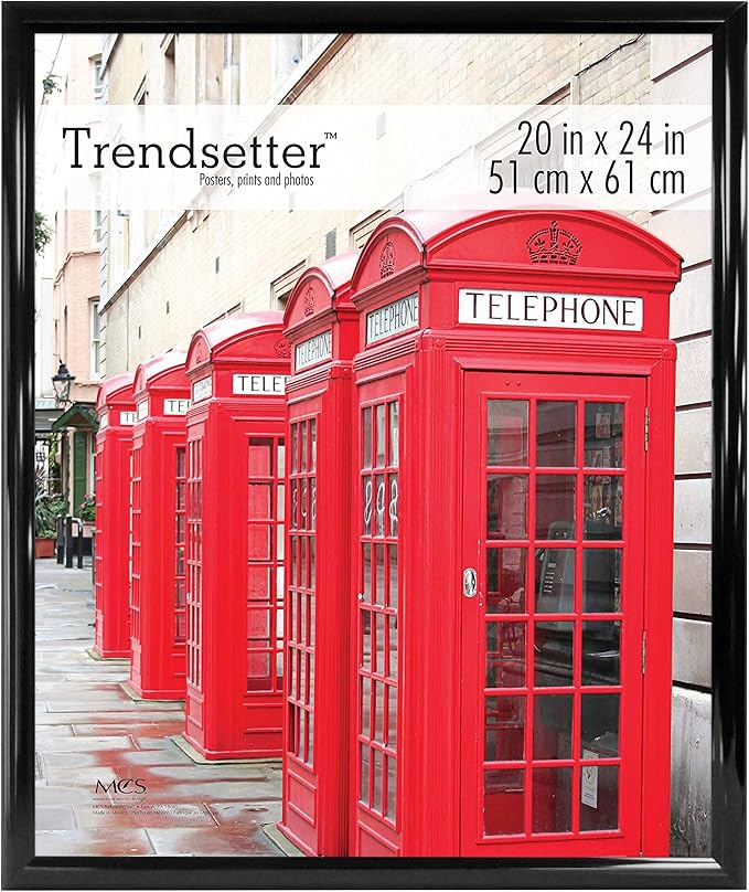 MCS Trendsetter 20x24 Poster Frame Black High-Gloss, Vertical & Horizontal Wall Hanging Large Picture Frame for Photos, Posters & Art Prints (1-Pack)