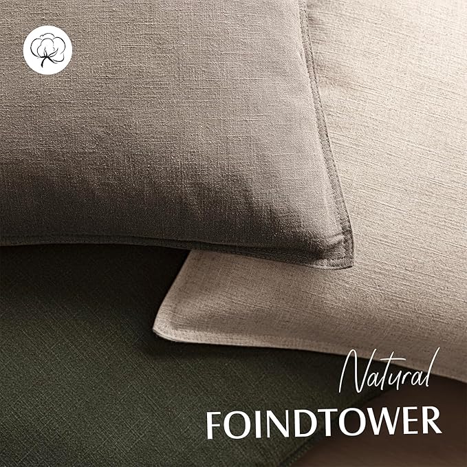 Foindtower Set of 2, Decorative Linen Soild Throw Pillow Covers Soft Accent Euro Cushion Case Farmhouse Neutral Pillowcase for Chair Couch Sofa Bedroom Living Room Home Decor 18 x 18 Inch Brown Tan