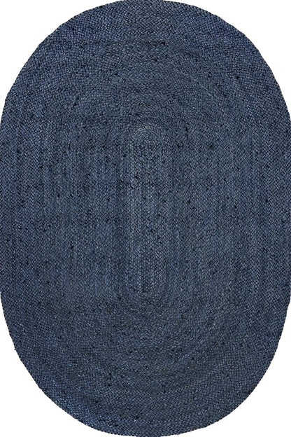nuLOOM Oval 3x5 Rigo Jute Hand Woven Area Rug, Navy, Solid Farmhouse Design, Natural Fiber, For Bedroom, Living Room, Dining Room, Hallway, Office, Kitchen, Entryway