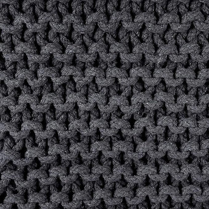 REDEARTH · Cube Pouf Foot Stool Ottoman - Hand Knitted Poof - Cord Boho Pouffe - Home Décor - Stuffed Footrest for Living Room - Bedroom - Nursery (16" x 16" x 16") - Dark Gray, Set of 2
