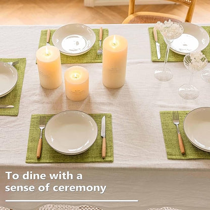 Home Brilliant Green Placemat Set of 6 Washable Place Mats Placemats Heat Resistant Table Mats for Wooden Table Dinner Decor, Lime Green