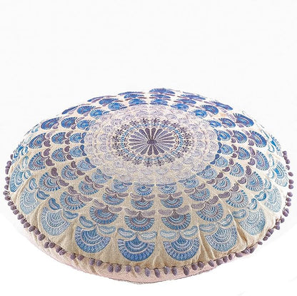 Mandala Life ART Bohemian Meditation Cushion Cover –Luxury, Artisan Room Décor Floor Pillow Case for Yoga, and Boho Chic Seating Area Floor Pillow – Accent Your Living Room, Bedroom, Kids