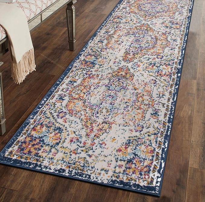 Rugshop Vintage Distressed Bohemian Area Rug for Living Room,Bedroom,Hallway Kitchen Entryway – Vibrant Multi-Color Tribal Design, 2'7" x 6'