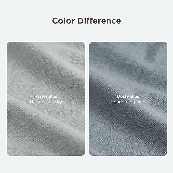 Bedsure 100% Washed Cotton Duvet Cover King Size - Dusty Blue Minimalist Cotton Duvet Cover Linen Like for All Seasons - GentleSoft™ Plain Simple Bedding (Dusty Blue, King, 104"x90")