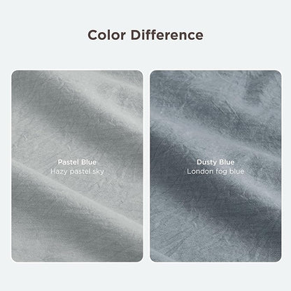 Bedsure 100% Washed Cotton Duvet Cover Queen Size - Pastel Blue Minimalist Cotton Duvet Cover Linen Like for All Seasons - GentleSoft™ Plain Simple Bedding (Pastel Blue, Queen, 90"x90")