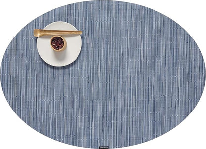 Chilewich Bamboo Placemats Set of 4 - Woven Oval Placemats - Reusable, Stain-Resistant, Indoor/Outdoor Tabletop Protection - 19" x 14" - Rain