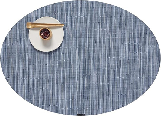 Chilewich Bamboo Placemats Set of 4 - Woven Oval Placemats - Reusable, Stain-Resistant, Indoor/Outdoor Tabletop Protection - 19" x 14" - Rain
