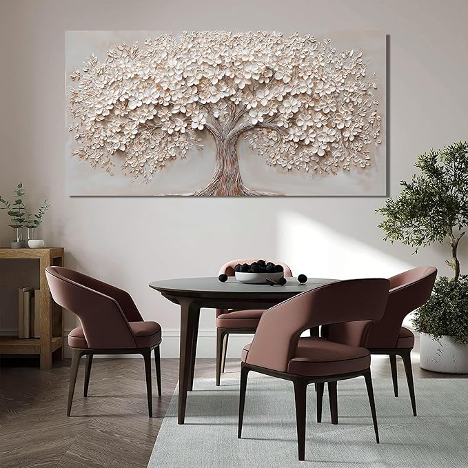Canvas Wall Art Decor Oversized Wall Art Pictures for Living Room Large Tree of Life Wall Art Decor Canvas Art Wall Decor Modern White Wall Art Prints Artwork for Walls Bedroom Office Decor 35" X 70"