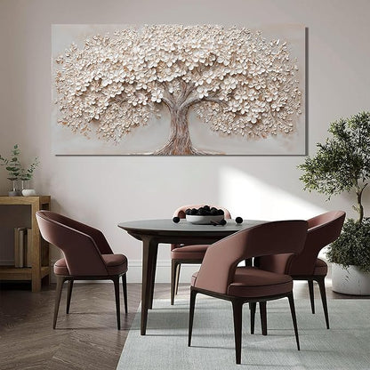 Canvas Wall Art Decor Oversized Wall Art Pictures for Living Room Large Tree of Life Wall Art Decor Canvas Art Wall Decor Modern White Wall Art Prints Artwork for Walls Bedroom Office Decor 35" X 70"