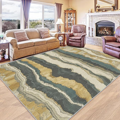 Swirl Rugs for Bedroom - Swirl Rug, 2x3 Rug, Abstract Area Rug & Room Decor, Contemporary Modern Carpet & Home Decor, Washable Non Slip Anti Skid Rugs