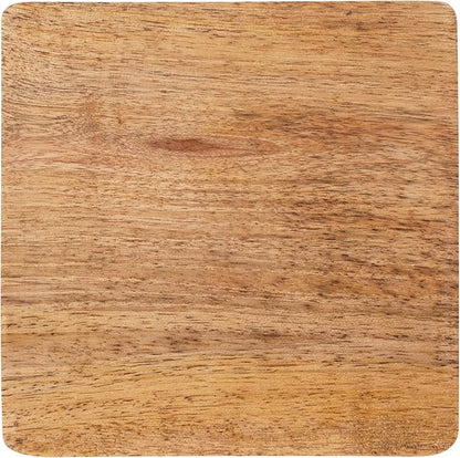 Set of 4 Wood Coasters - Natural Mango Wooden Coasters for Drinks, Beverages, Wine Glasses & Bar Glasses - Rustic & Durable Drink Coasters - Coaster Set for Home, Kitchen, Dining, Bar Decor