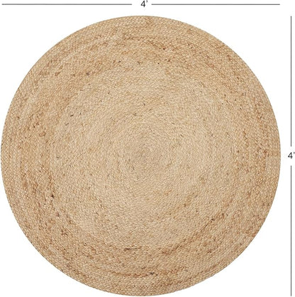 REDEARTH · Round Area Rug - 4 Feet Braided Natural Jute with Non-Skid Backing - Handwoven Boho Rug for Bedroom, Kitchen, Living Room Aesthetic Home Decor - Durable Handmade Rug, Set of 2, Set of 2