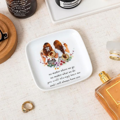 Crisky Best Friend Birthday Gifts for Women, No Matter Where We Go, No Matter What We Do, You Will Always Have Me, and I Will Always Have You, Going Away Long Distance Friendship Ring Dish