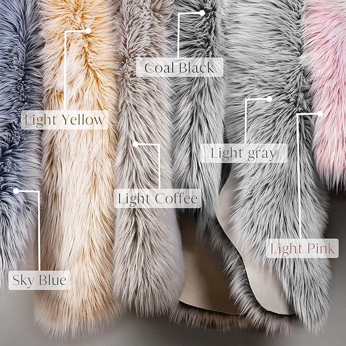 Ashler faux fur rug, Fluffy Shaggy Area Rug Ultra Soft 2 x 6 Feet Sheepskin Fur Rug, Frosted Bottom Gray Fuzzy Rug Machine Washable Shag Rug, Nursery Decor Throw Rugs for Bedroom, Living Room